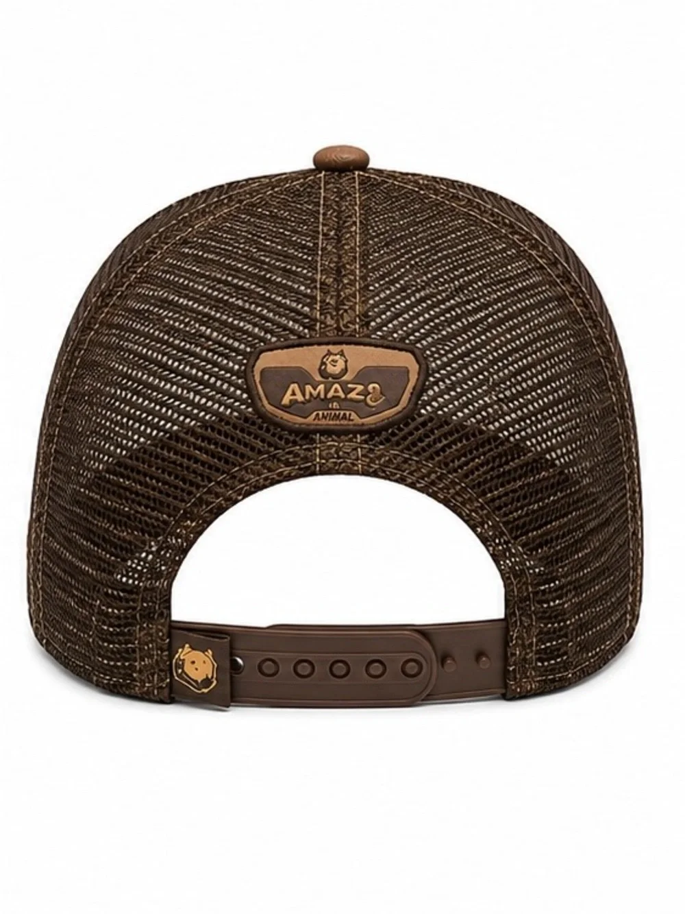 Brown Tiger Embroidered Trucker Cap - Men Grooming Accessory